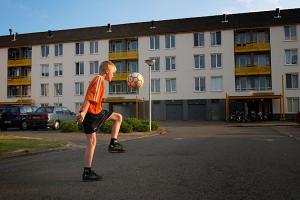 Zon overgoten voetbal